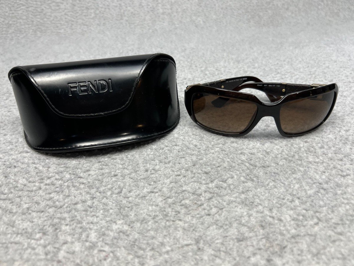 y2k 90s Fendi Sunglasses Womens Brown Round Oversized Brown Lenses