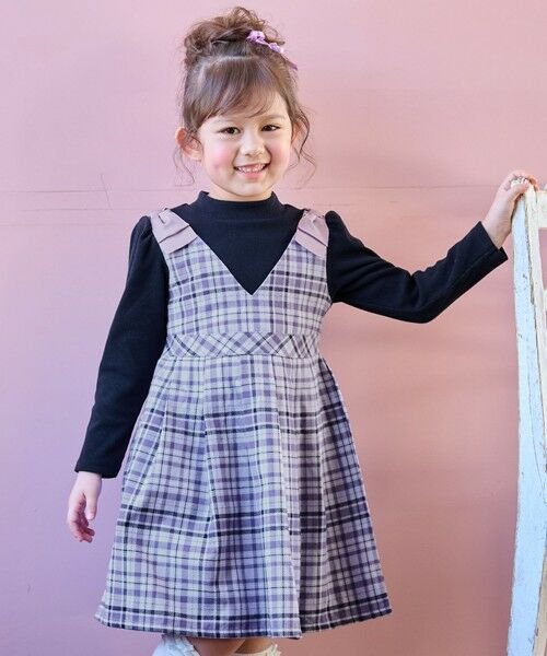 セール】 ドッキングチェックワンピース （ロング・マキシ丈ワンピース