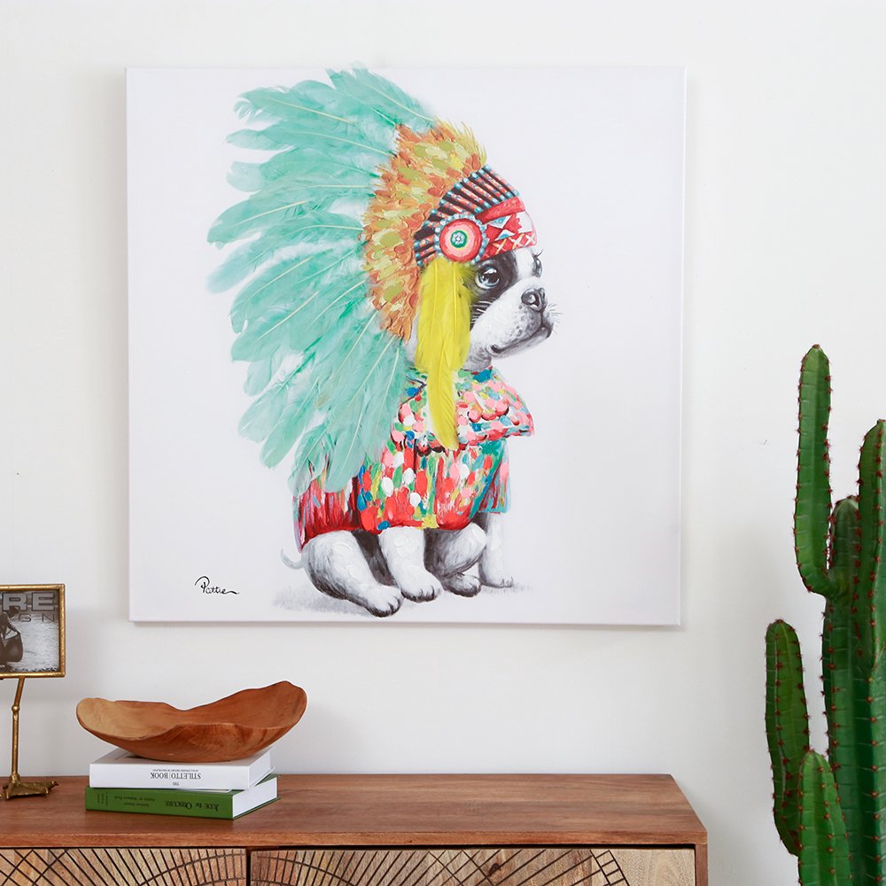 ヘッドドレスドッグ80×80cm キャンバスピクチャー ｜【KARE】ドイツの