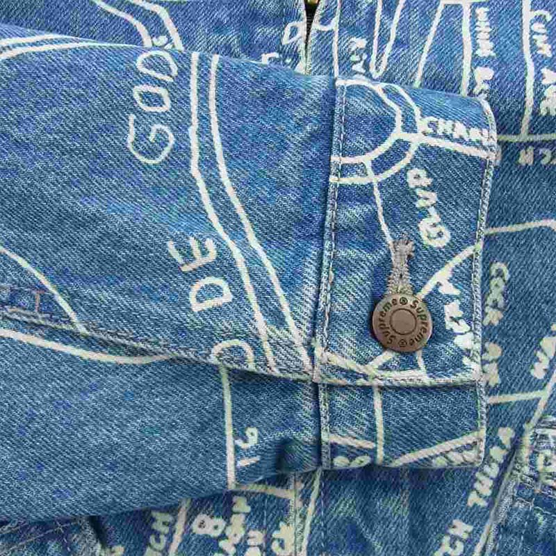 シュプリーム 19SS Gonz Map Work Jacket フルジップ デニムジャケット