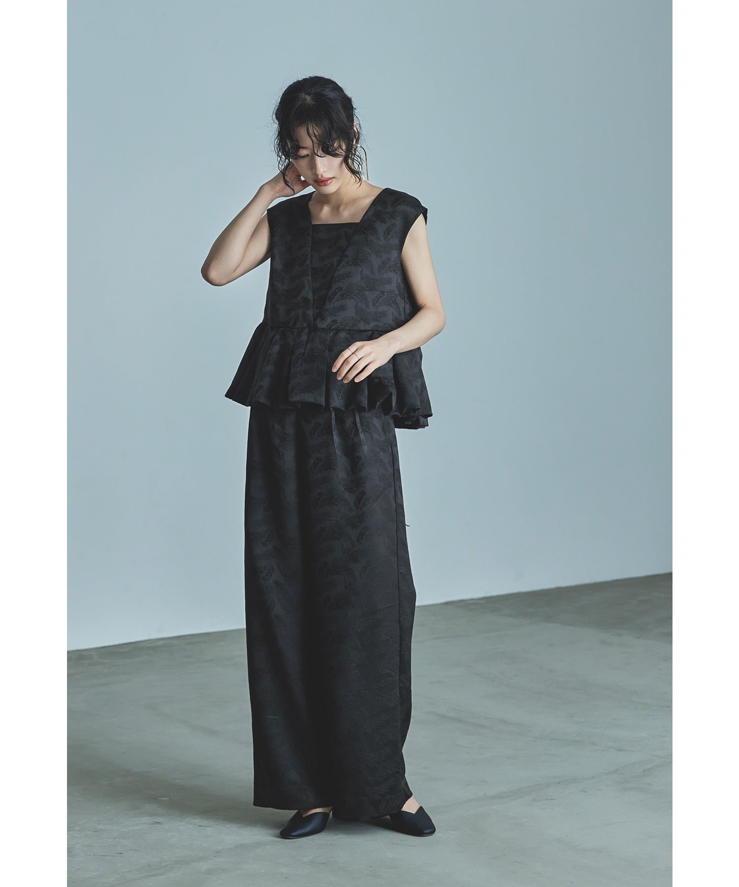 ペプラムセットアップドレス ワイドパンツ パンツドレス パーティー