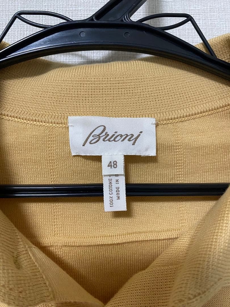 にこにこセレクト様専用】Brioni ベージュチェック柄 長袖ポロシャツ 48
