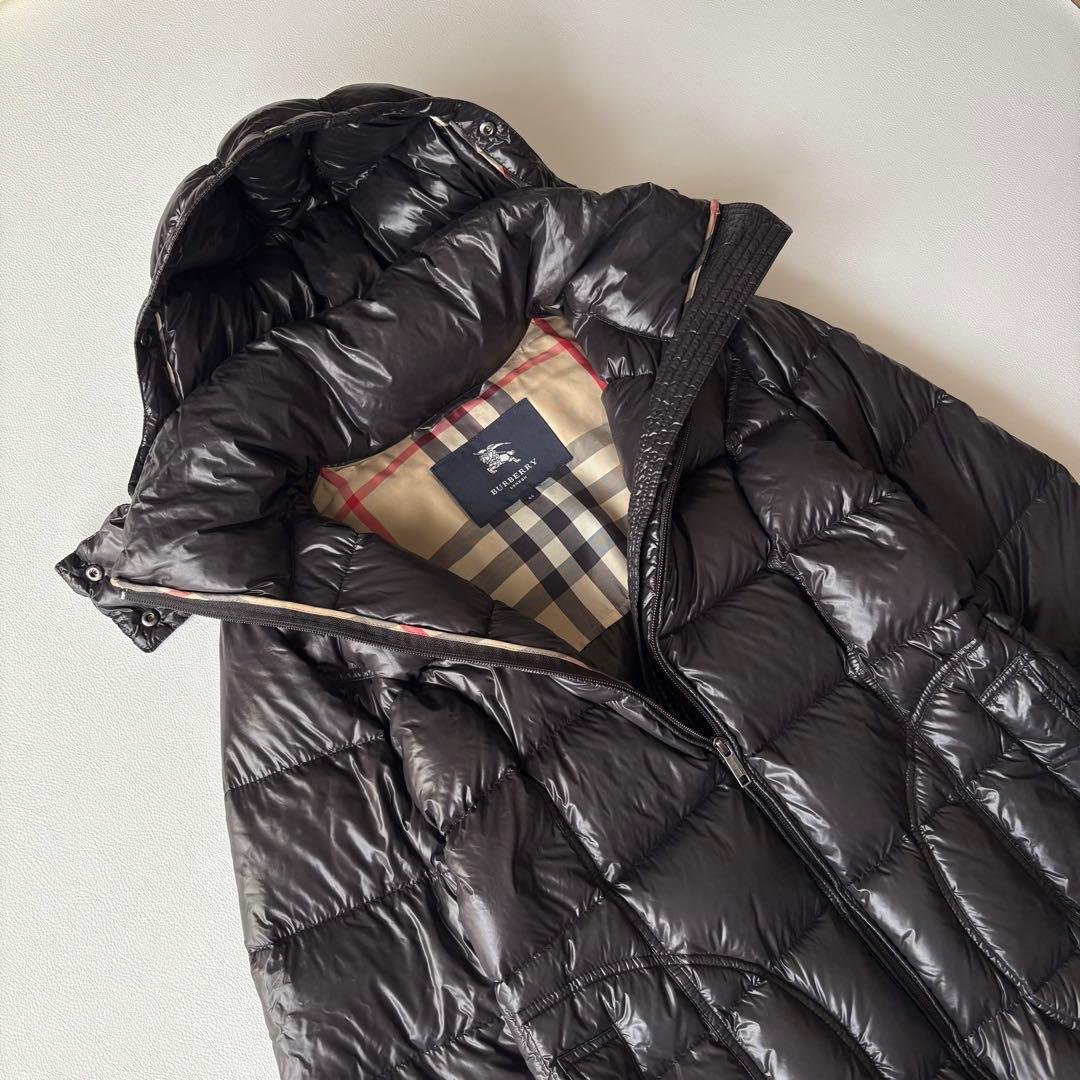 大きいサイズ＊バーバリーロンドン ダウンコート ロング 黒 44 ノバ