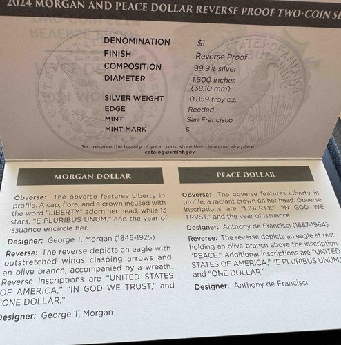 2024 モルガン & ピース ダラー リバースプルーフ 2コインセット