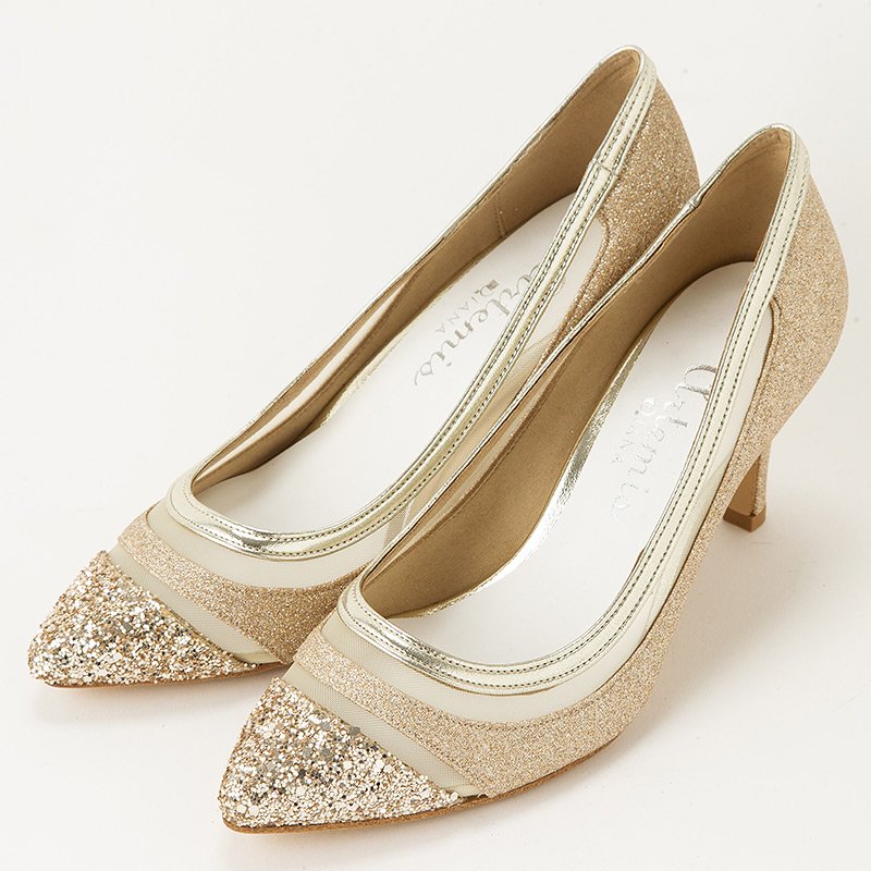 DIANA ダイアナ グリッターチュールパンプス シルバー系 | 結婚式