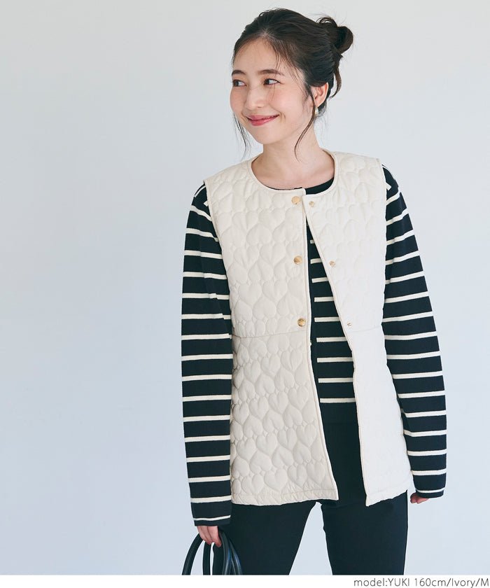 セール☆2990円→1490円 ハートキルティングベスト レディース メール